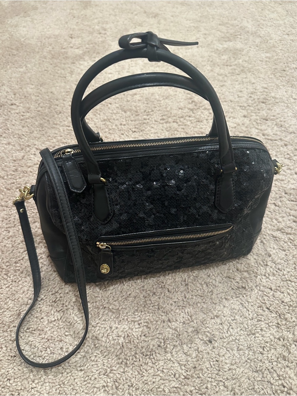 Coach Glitter Black Satchel
